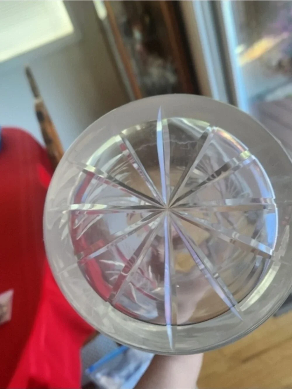 Vintage Cut Crystal Decanter | Tall Conical Body | Starburst Fan Cuts | Elongate